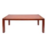 A modern teak dining table, in three par