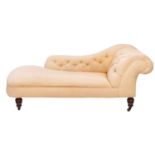 A Victorian button upholstered chaise longue,