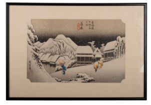 Utagawa Hiroshige, four facsimile wood b