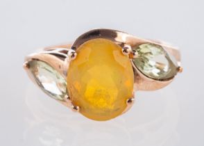 A 9ct yellow gold ring, set with an oval