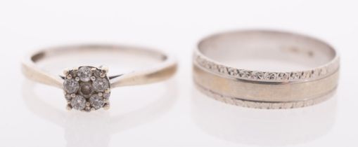 Two 9ct white gold rings, including a 9c
