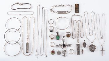 A large group of silver jewellery, to in