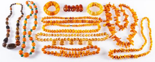 A large mixed group of amber beads, to i