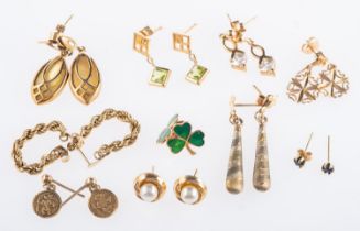 Ten pairs of earrings, to include drop e