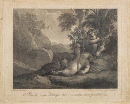 Three engravings - Nymphs and Satyr afte