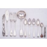 A small group of silver flatware comprising of;