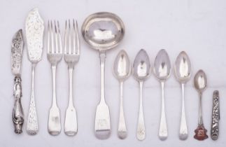 A small group of silver flatware comprising of;