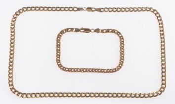 A 9ct yellow gold chain & bracelet, the