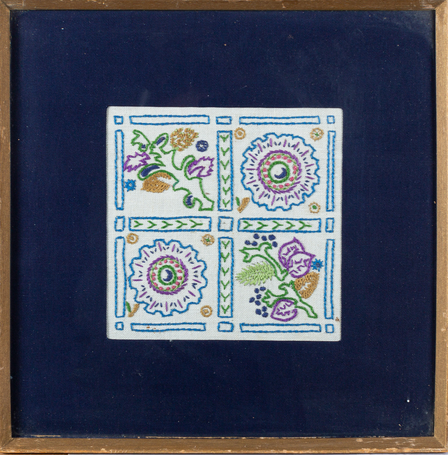 A group of five various framed Bengali textile panels, - Image 2 of 5