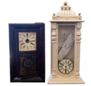 A late 19th century and later overpainted Vienna Regulator, the enamel dial with Roman numerals,