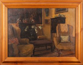 Bernard Harrison (British, 1871 - 1956) - An interior scene - Oil on canvas - 39 x 54.