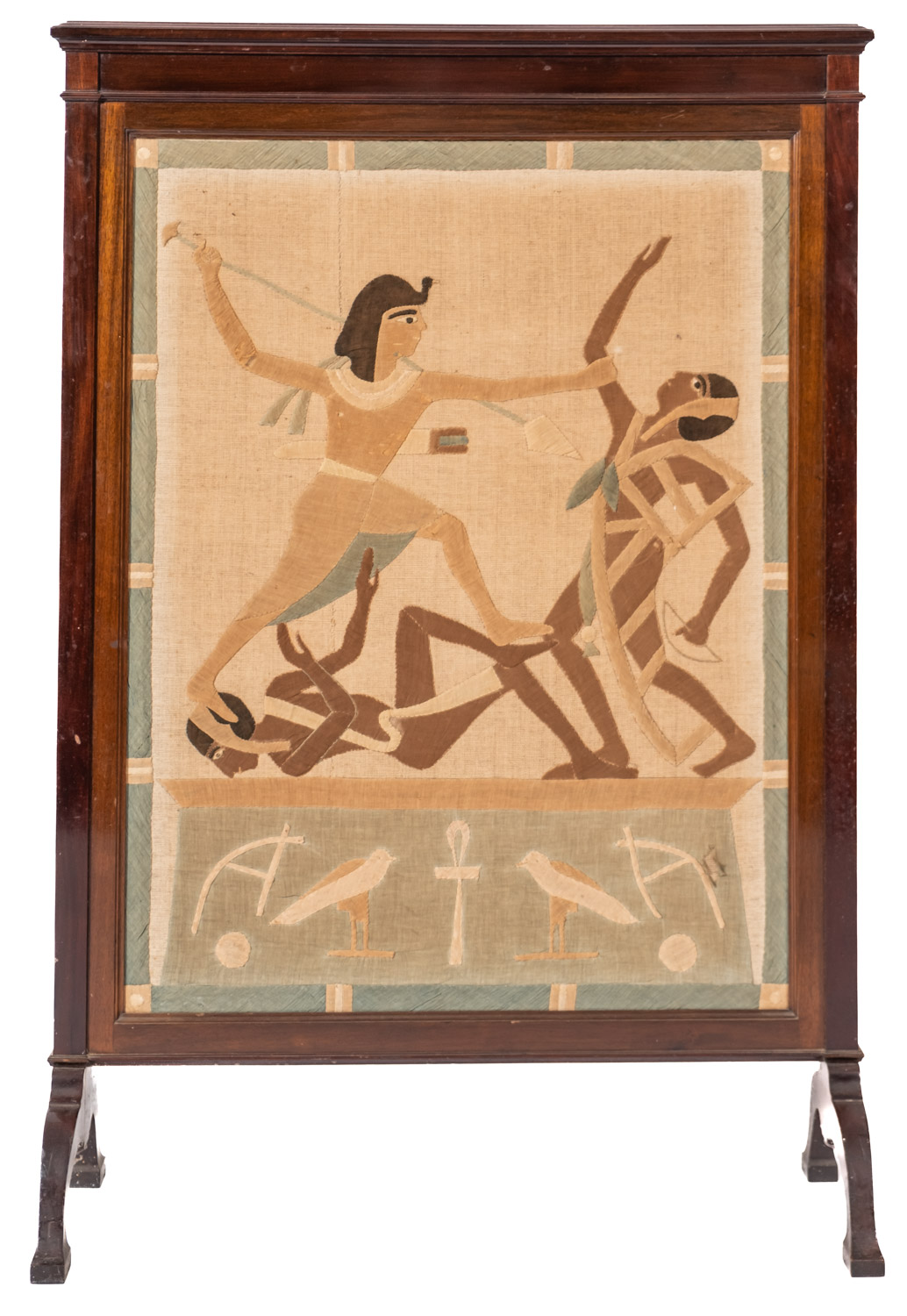 A mahogany and fabric firescreen, early 20th Century,