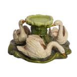 A Bretby green glazed pottery table centre,