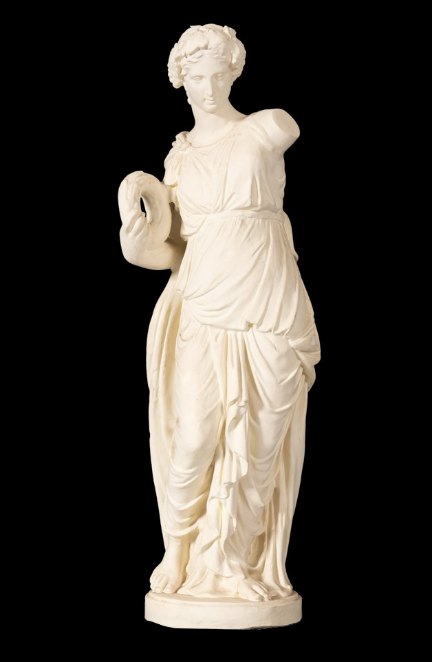 A plaster model of a maiden in Classical style,