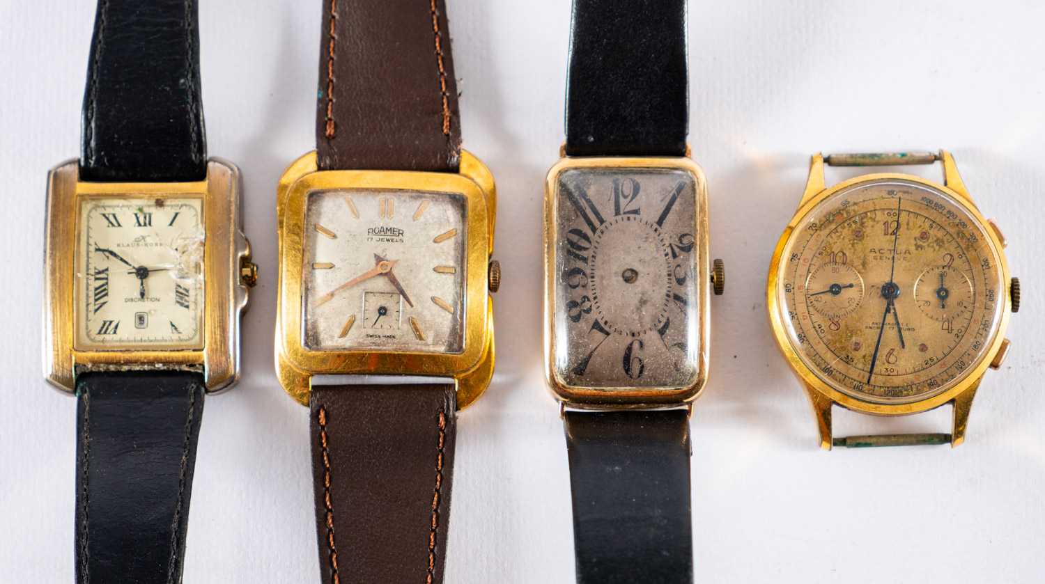 A Gentleman's 9ct gold wrist watch together with a gold-plated wrist watch by Romer,