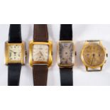 A Gentleman's 9ct gold wrist watch together with a gold-plated wrist watch by Romer,