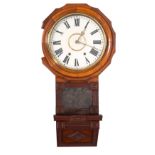An early 20th century walnut drop-dial wall clock,