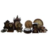 An Edwardian wall clock in a stained wood case with turned half columns, 51cm high,