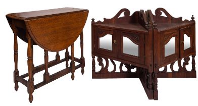 An Edwardian oak oval gate-leg occasional table on turned legs united by stretchers, the top 76.