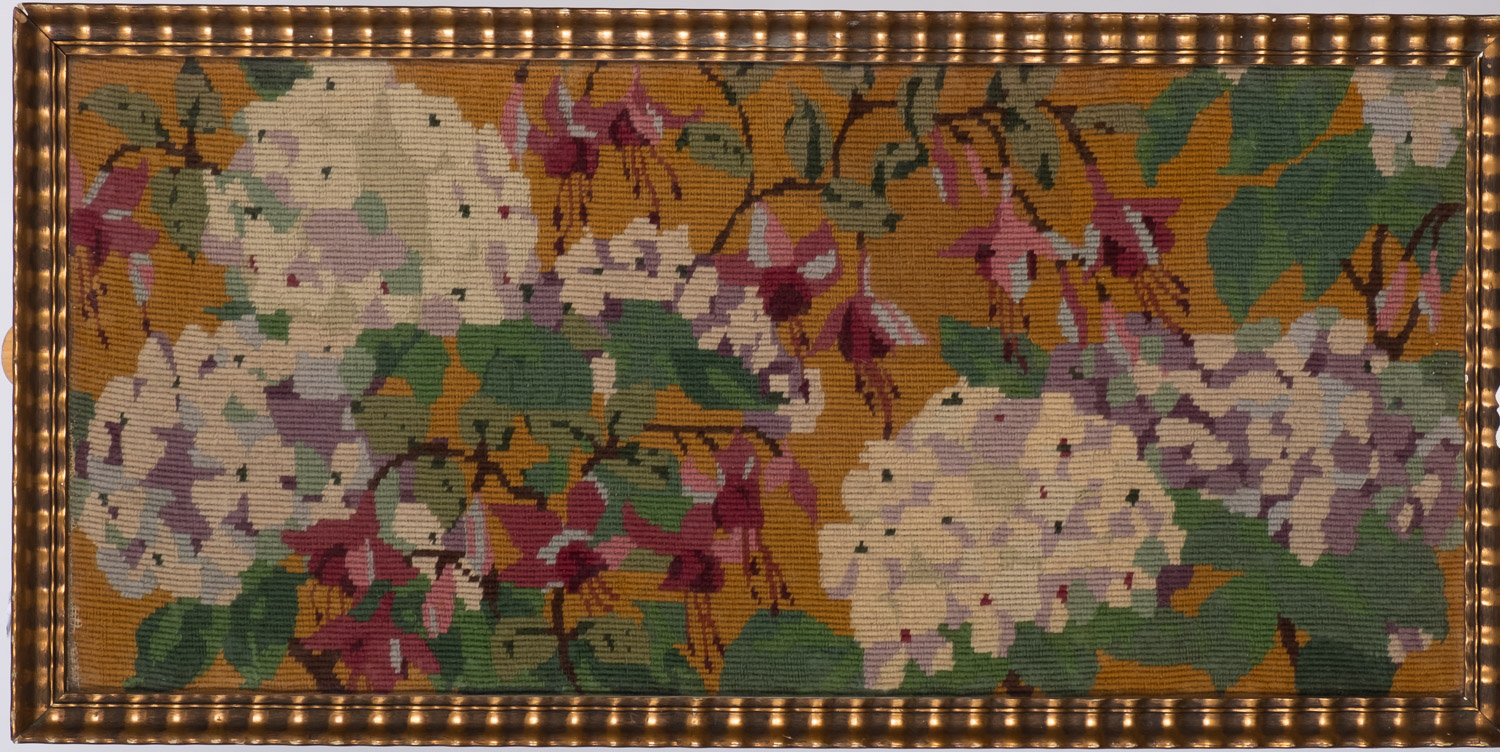A Victorian gros point needlework picture, depicting a bouquet of floral foliage, - Image 7 of 7