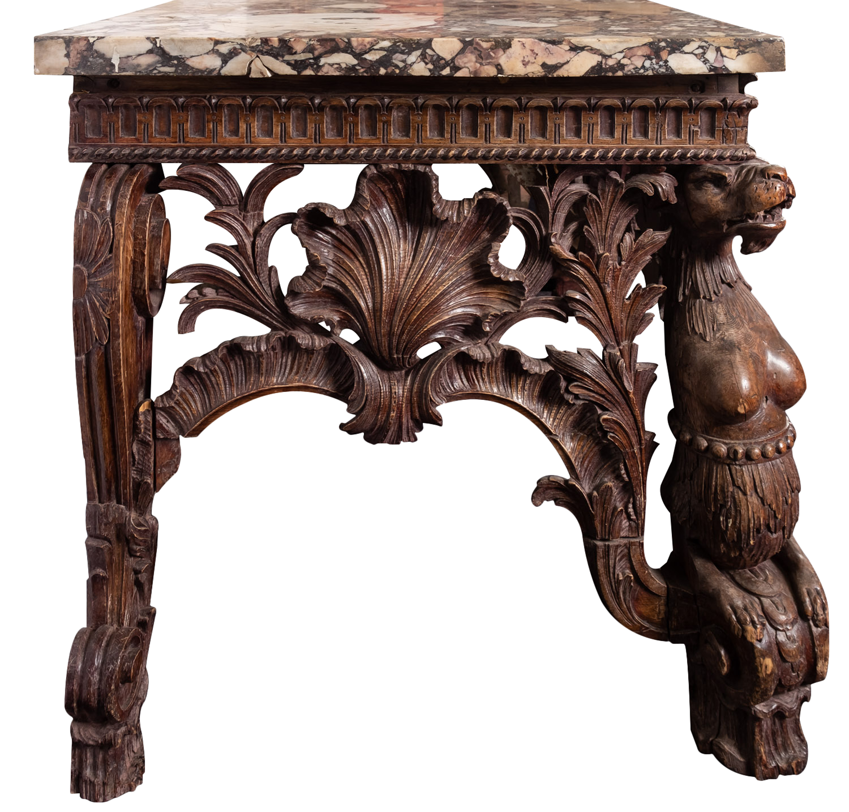 An Important George II carved pine Console Table, possibly attributed to a design by William Kent, - Image 4 of 13