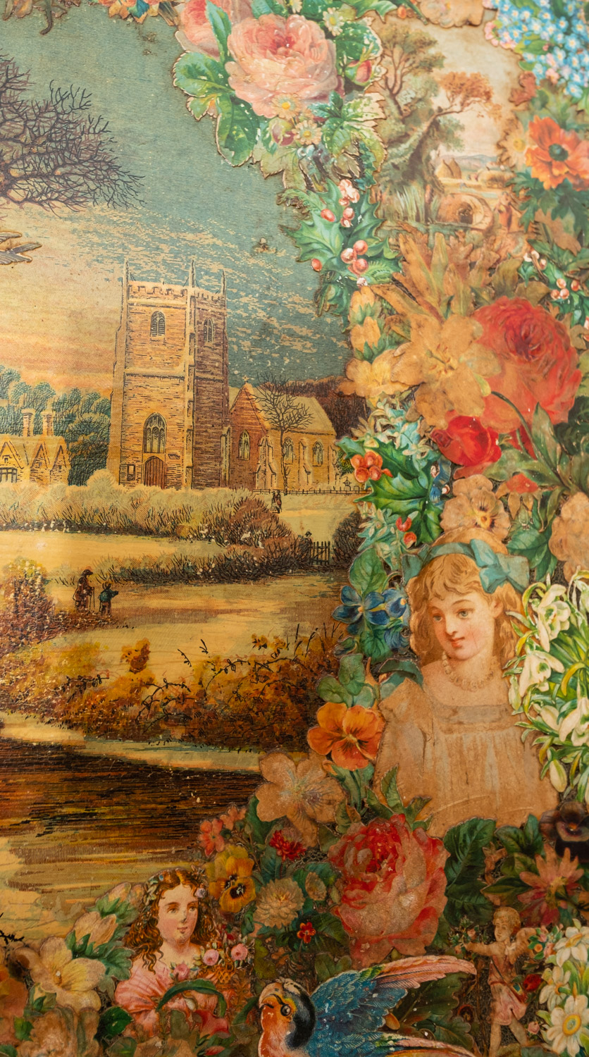 A Victorian two-fold scrapwork screen, - Image 5 of 9