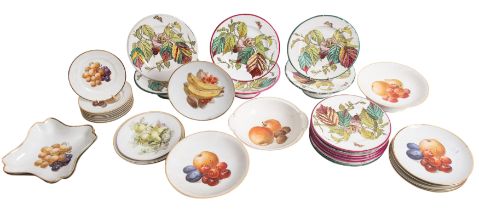 A Bavarian porcelain part dinner service with transfer fruit decoration,