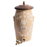 A 19th Century stoneware water cistern with sprigged decoration of Royal Coat of Arms,