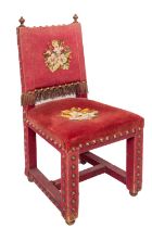 A velvet covered and Berlin wool work side chair, early 20th Century in 17th Century style,