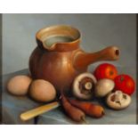 Two still life paintings, one by George Reekie (British, 20th Century) - Still life with carrots,