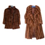 A mid 20th century fur coat, and a similar fur jacket.