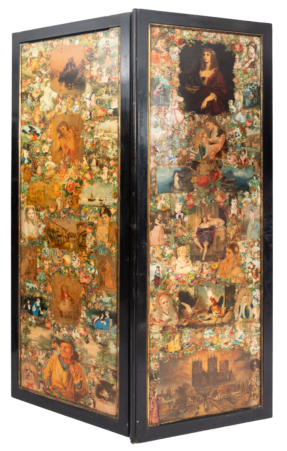 A Victorian two-fold scrapwork screen,