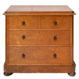 A Victorian birds eye maple and inlaid rectangular chest,