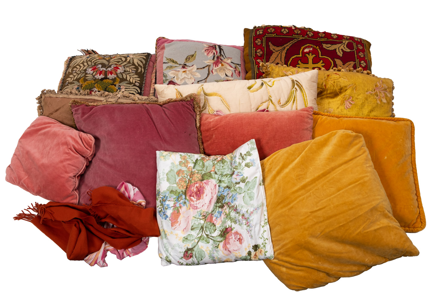 A group of three early 20th century embroidered cushions,