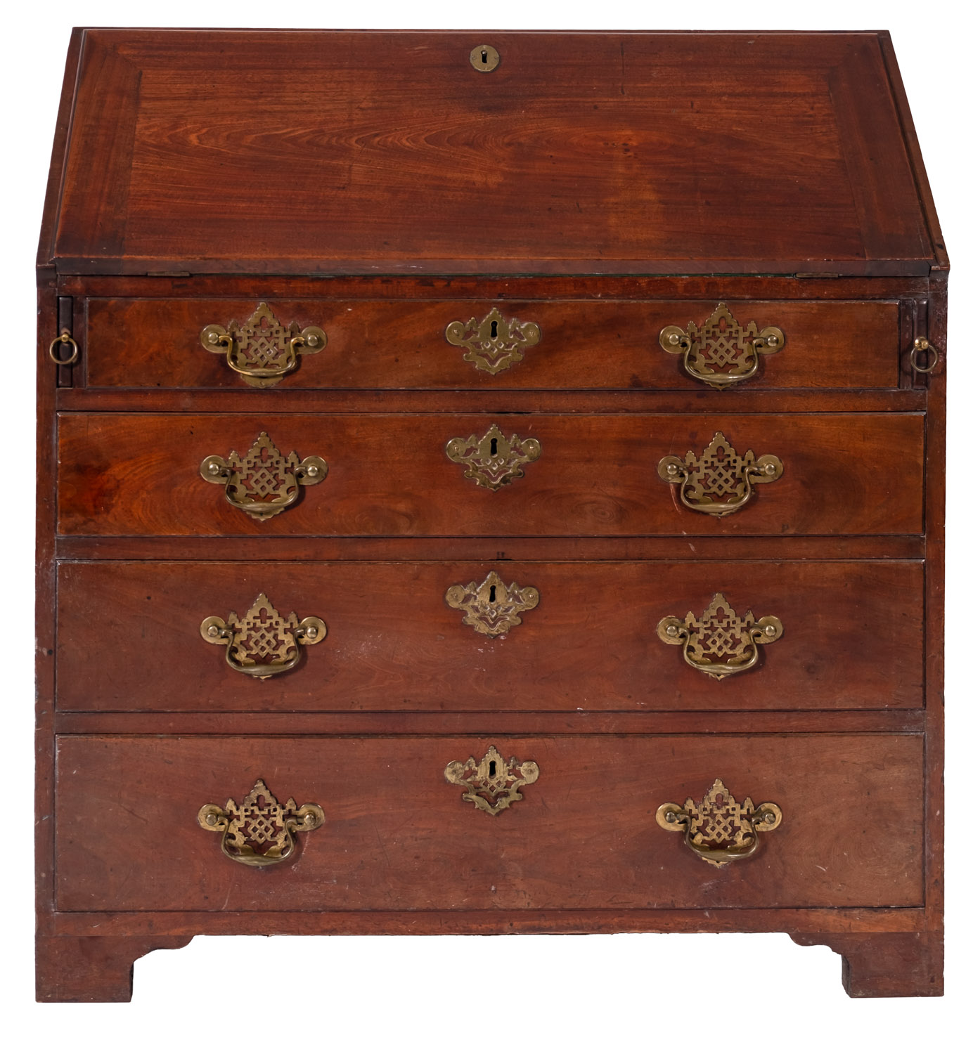 A George III mahogany bureau, circa 1770,