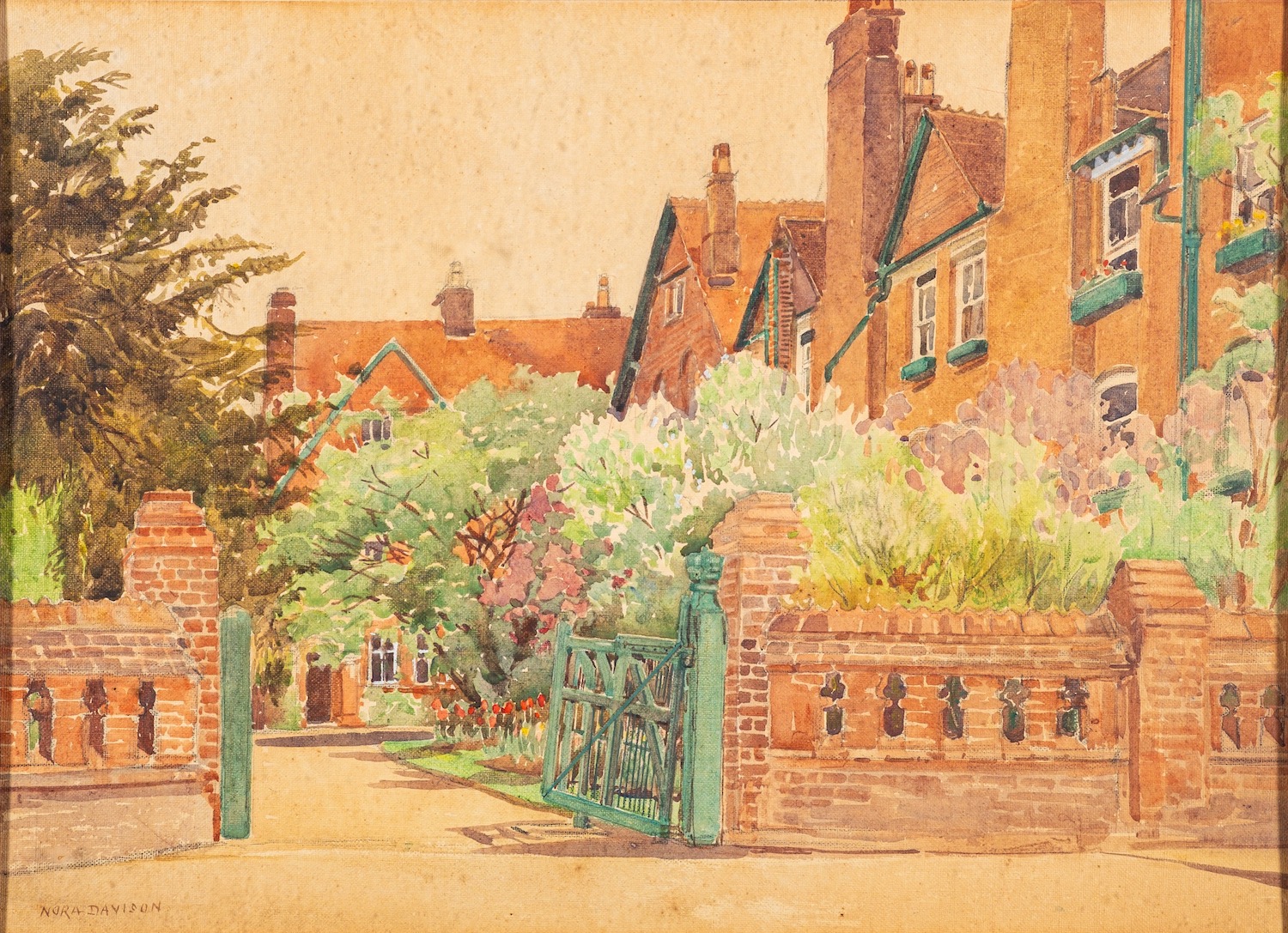 Nora Davison (British, fl.1881-1905) - Eton College - Watercolour on linen - 30.