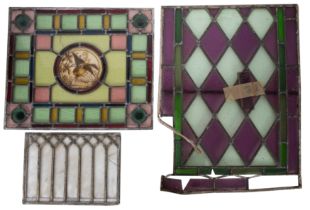 A Victorian stained and leaded glass panel, late 19th century; in Aesthetic taste,