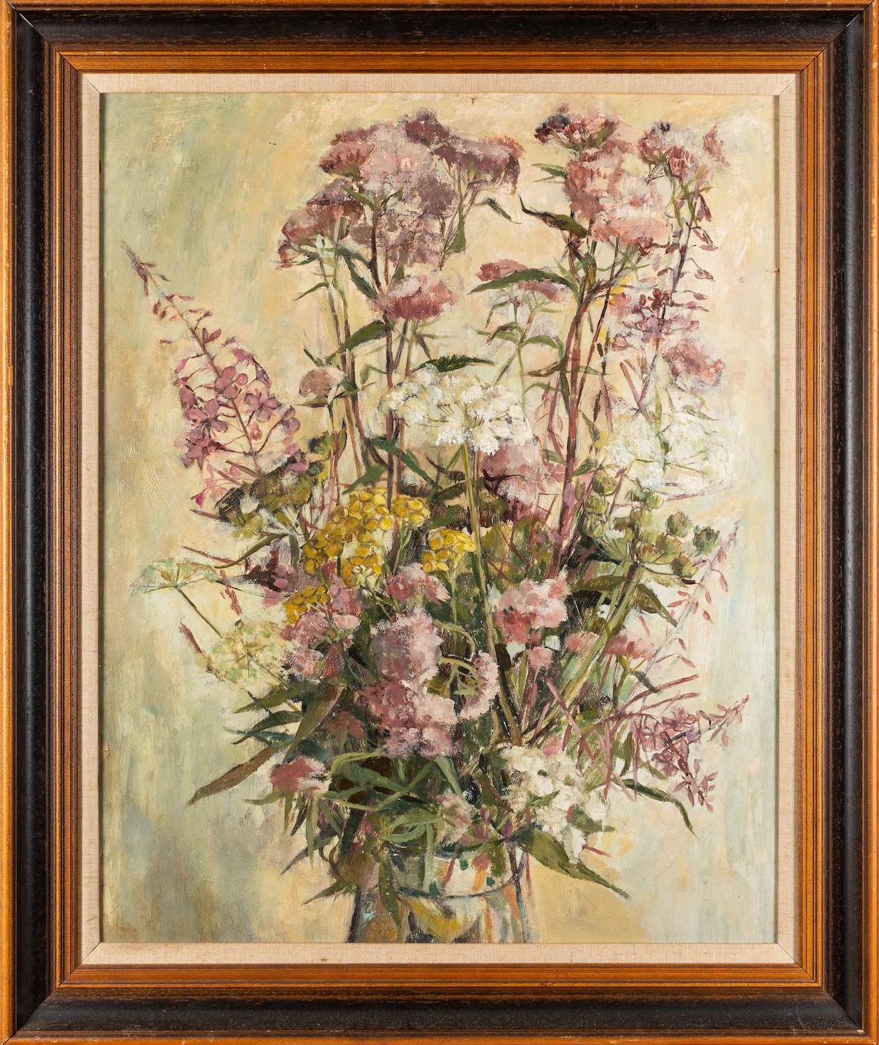 Five flower studies, one by G. Bordewich (20th Century) - Summer bouquet - Oil on board - 60 x 48.