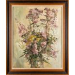 Five flower studies, one by G. Bordewich (20th Century) - Summer bouquet - Oil on board - 60 x 48.