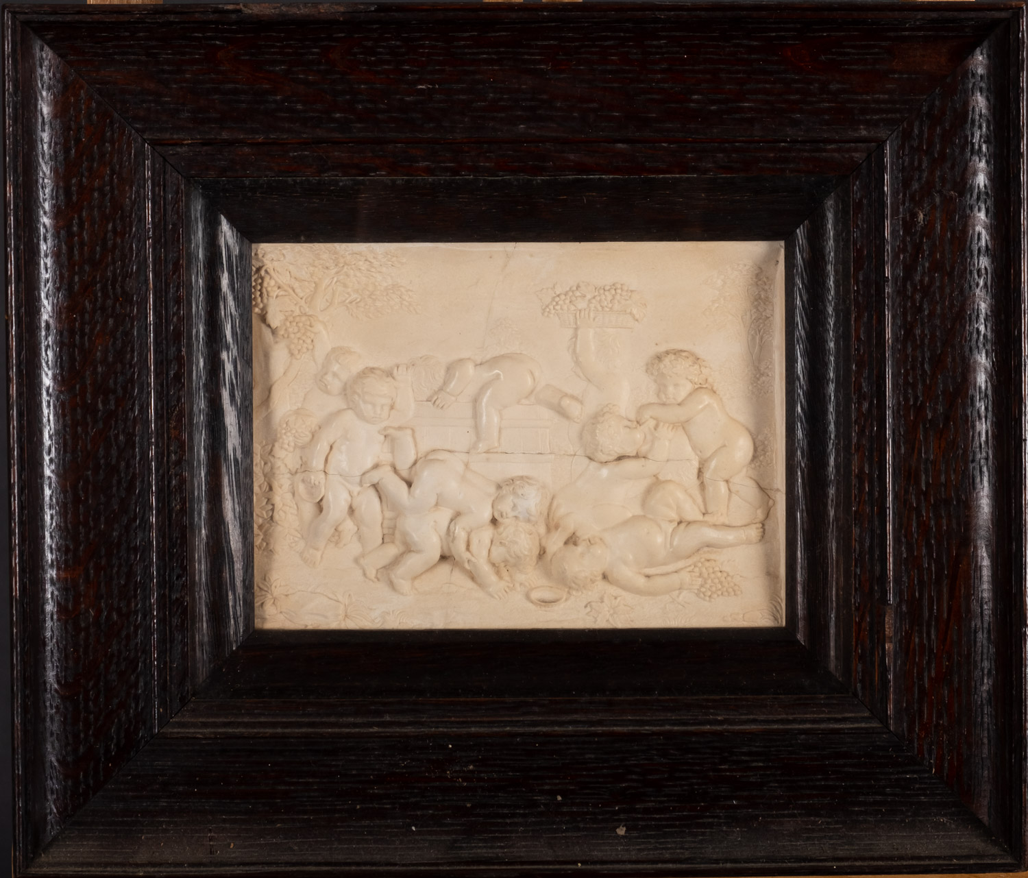 A set of five plaster reliefs of cavorting amorini, late 19th Century, framed and glazed. - Image 6 of 6