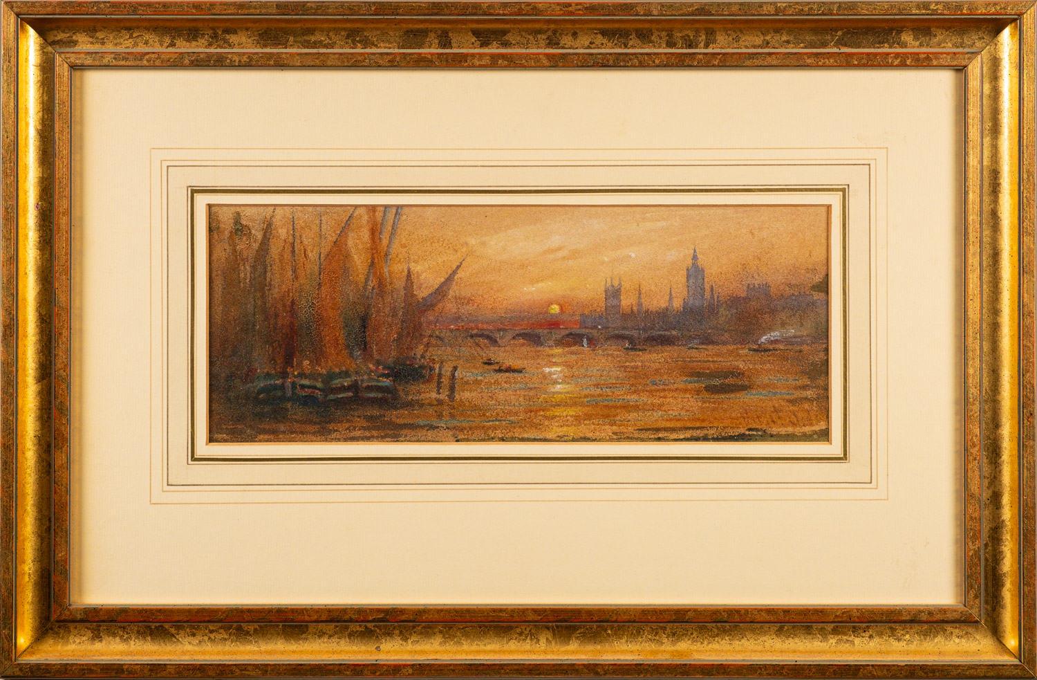 British School, 19th Century - a pair of watercolours- Views of the Thames at Westminster and St.