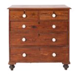 A Victorian pitch pine rectangular chest, with a moulded top,