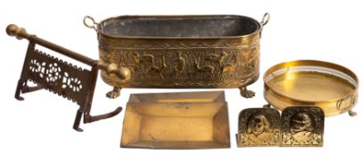 A Middle Eastern brass oblong planter,