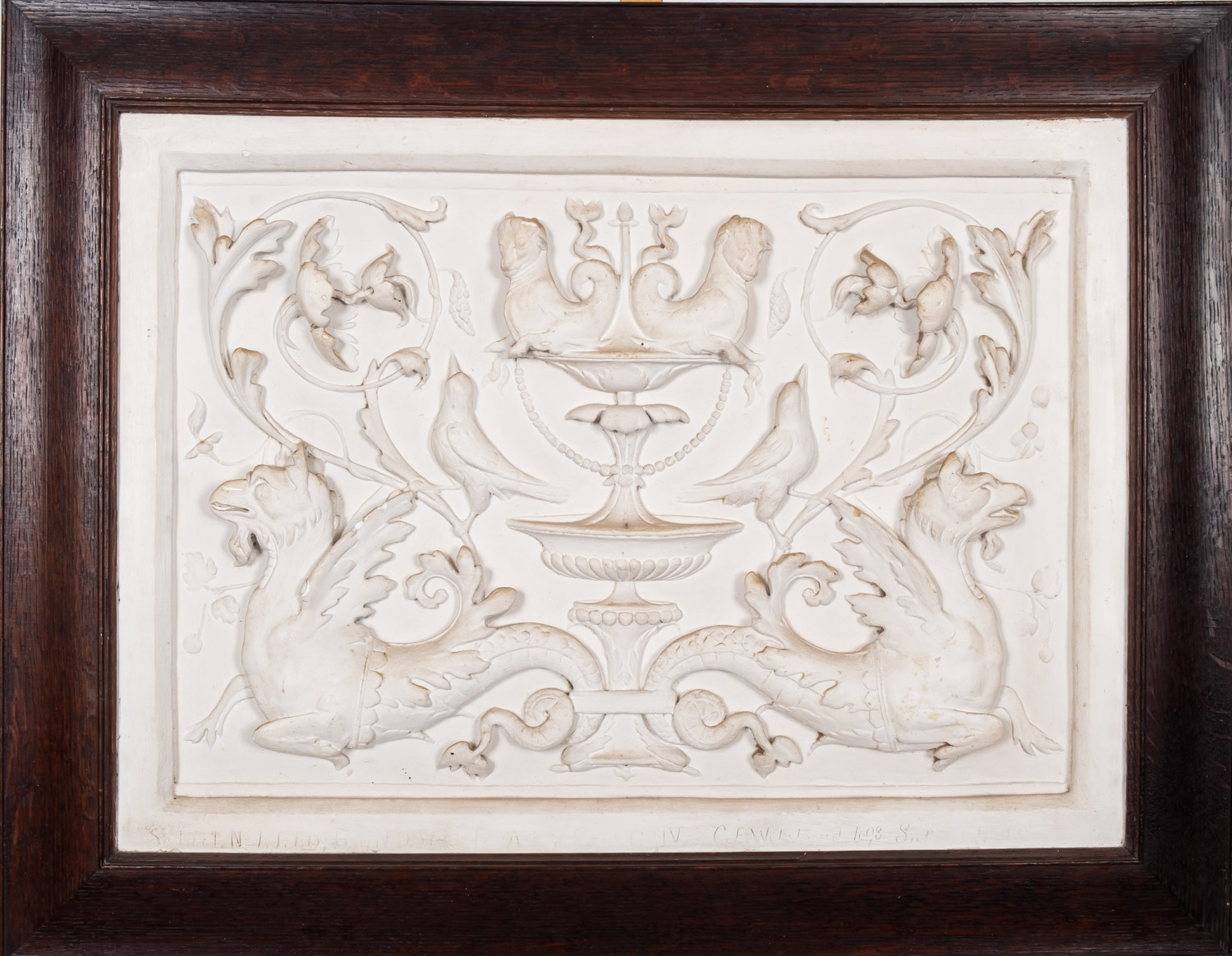 A late Victorian classical relief plaster plaque,