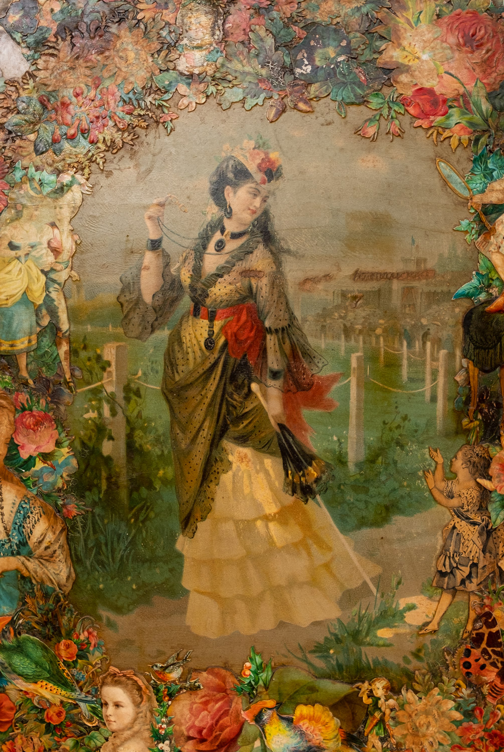 A Victorian two-fold scrapwork screen, - Image 3 of 9