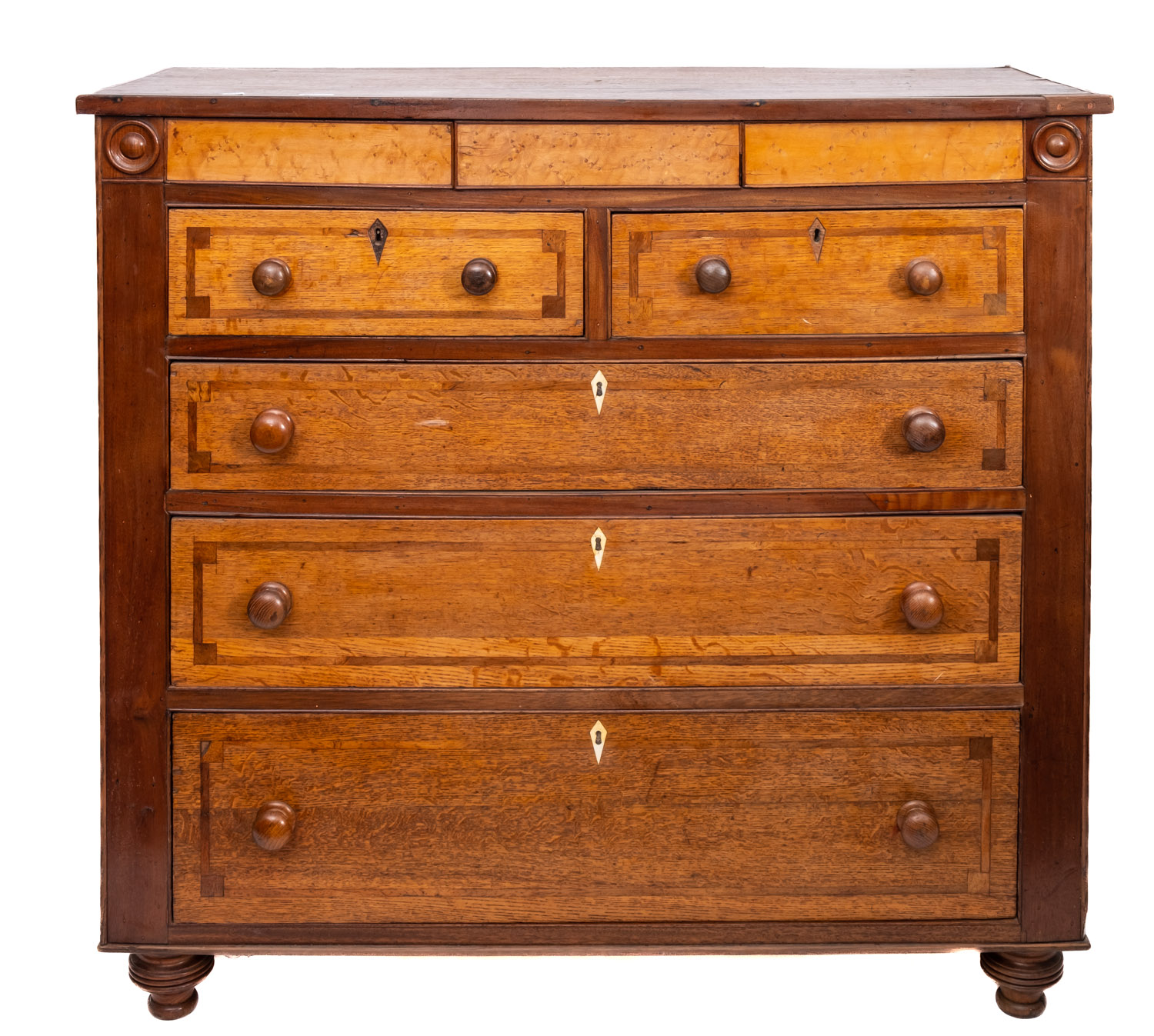 An early 19th Century oak and banded rectangular chest,