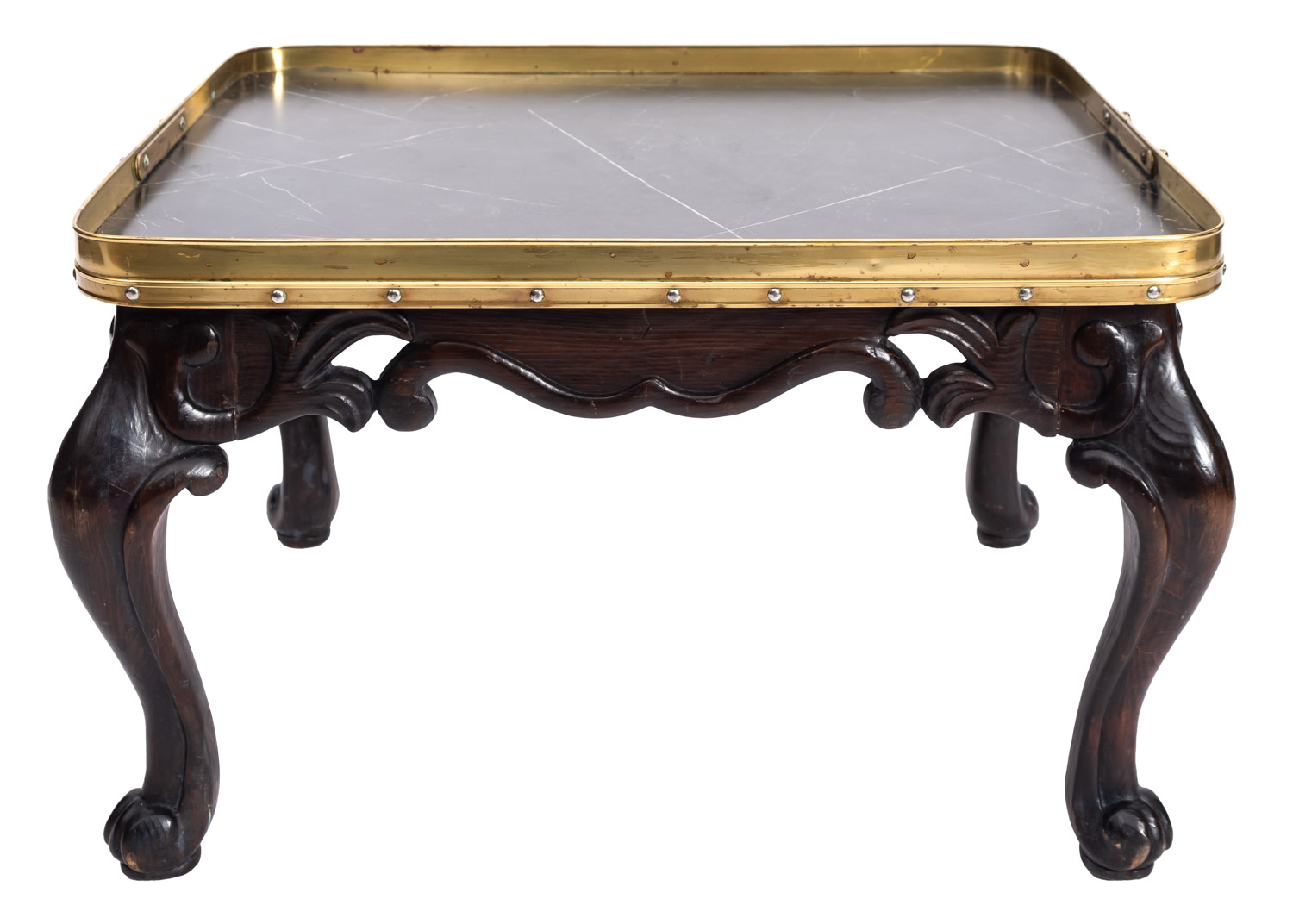 An Anglo Indian carved and stained hardwood tray top occasional table, circa 1900,