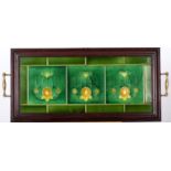 An Edwardian mahogany and brass tray,