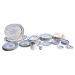 A collection of various blue and white tablewares.