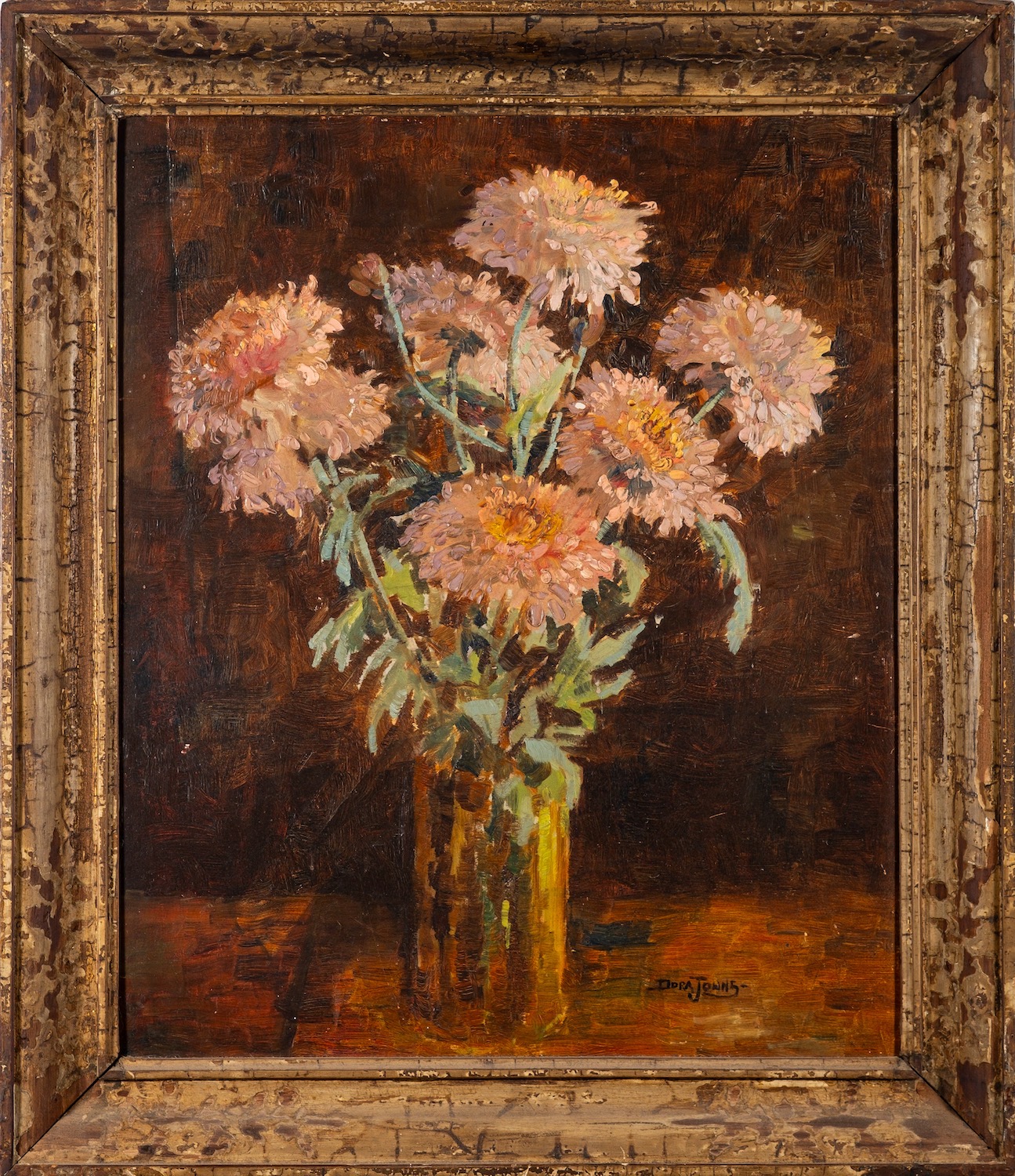 Dora Johns (British, (1908 - 1985) - 'Winter Bunch' - Oil on board - 60 x 49. - Image 2 of 3